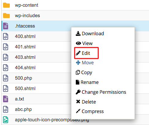 editați htaccess