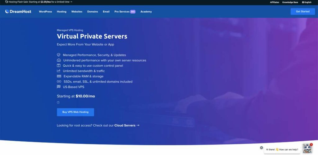 Dreamhost WordPress gestionat vps