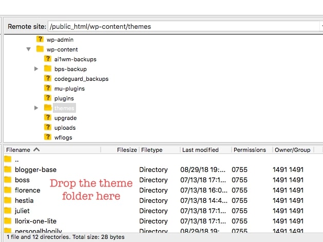 Jatuhkan folder tema di sini