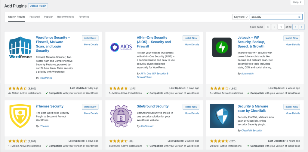 O captură de ecran a pluginurilor WooCommerce Security