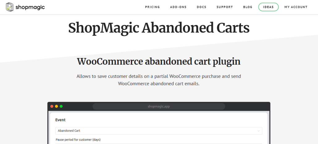Shopmagic WooCommercer a abandonat e-mailul de recuperare a coșului