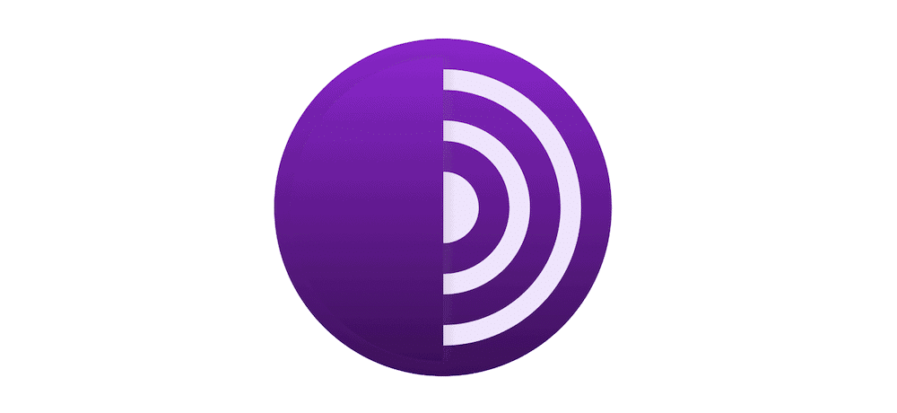 Rotunda violet Tor Browser care arată un cerc segmentat în două jumătăți: una plină de culoare, cealaltă folosind dungi circulare.