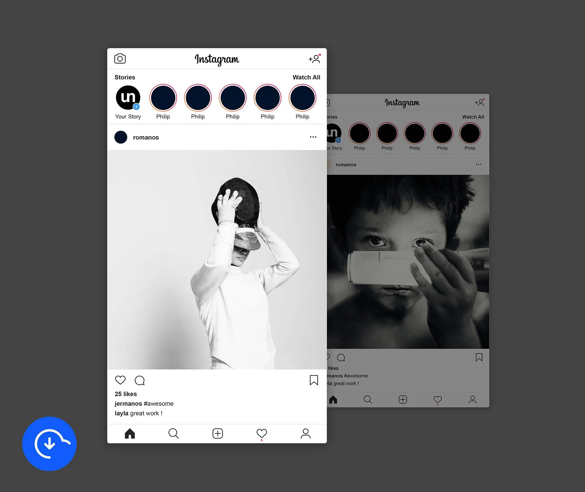 Instagram 포스트 목업 2019(PSD) -