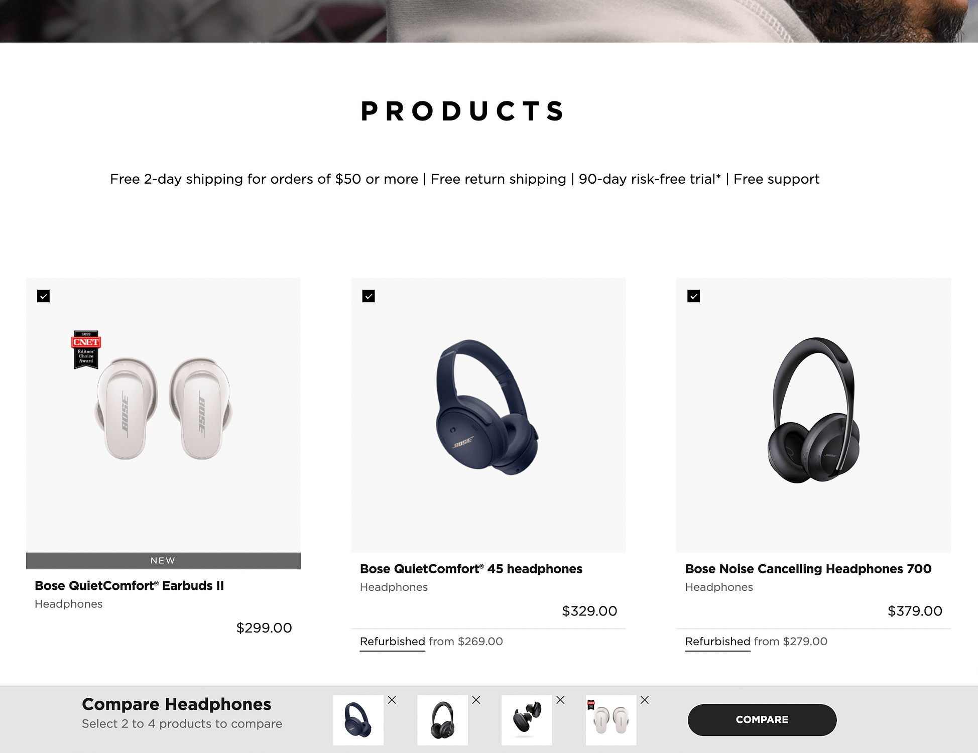 Headphone Bose untuk dibandingkan