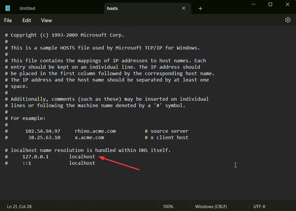 menemukan localhost di file host - perbaikan dns_probe_finished_nxdomain