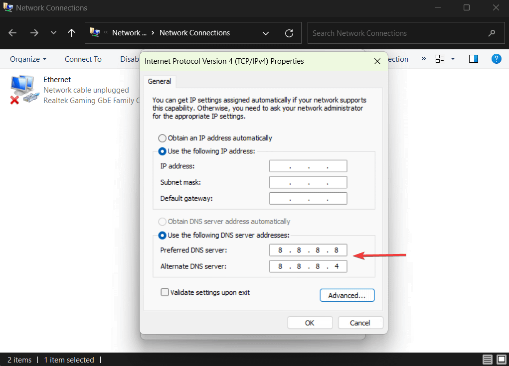 menambahkan server google dns