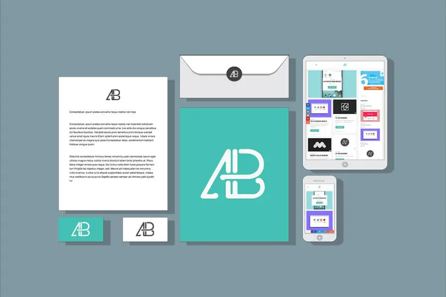 Branding 2D Datar dan Mockup Identitas -
