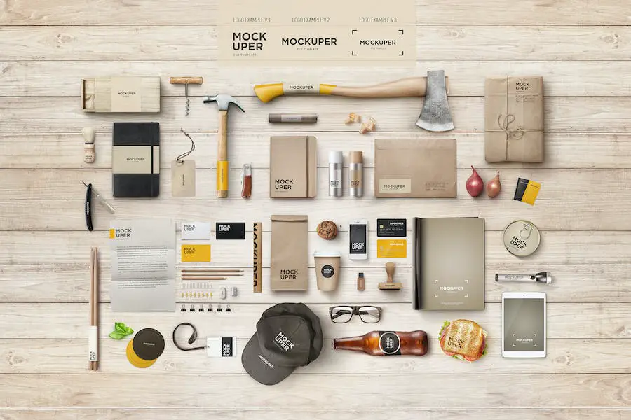 Mock-Up Branding Kayu Brutal (PSD) -