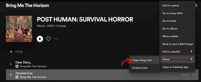 Adres URL „Udostępnij” Spotify Spotify's 'Share' URL