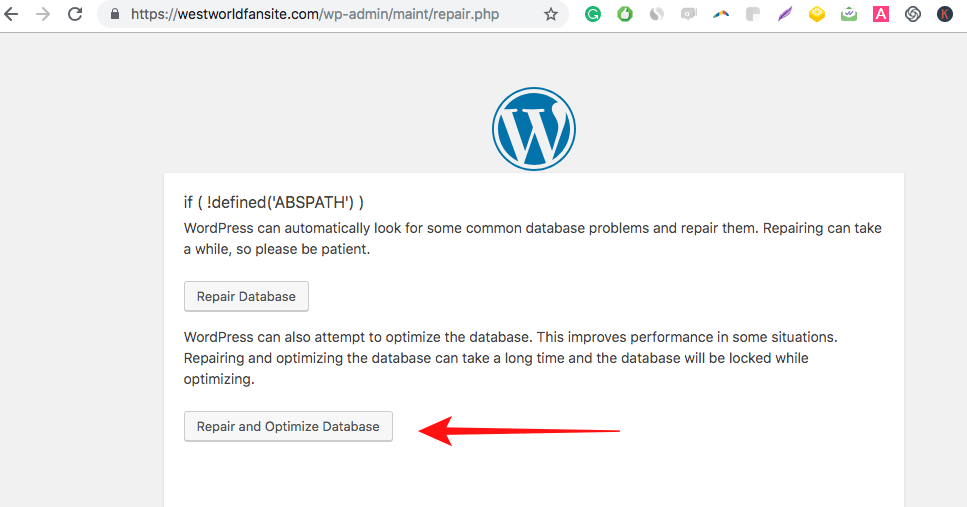 reparați și optimizați baza de date wordpress