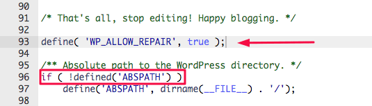 adăugați cod în fișierul wpconfig
