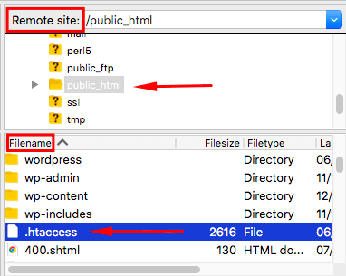 filezilla 中的 htaccess 文件
