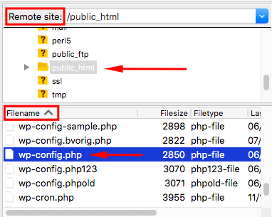 filezilla 中的 wp-config 文件