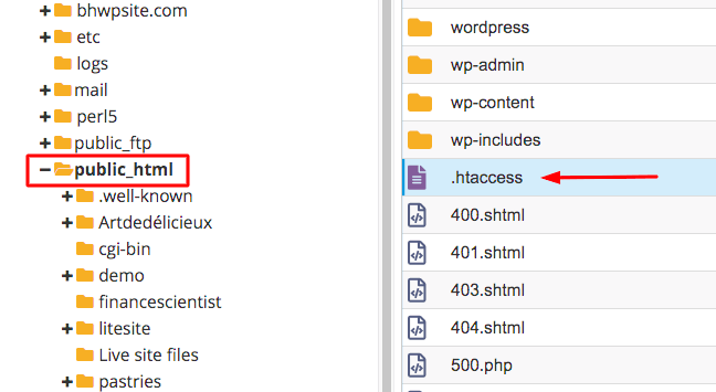 public_html 中的 htaccess 文件