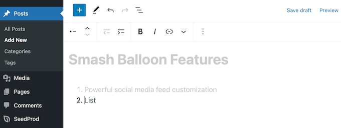 将编号列表添加到网站或博客 Adding a numbered list to a website or blog