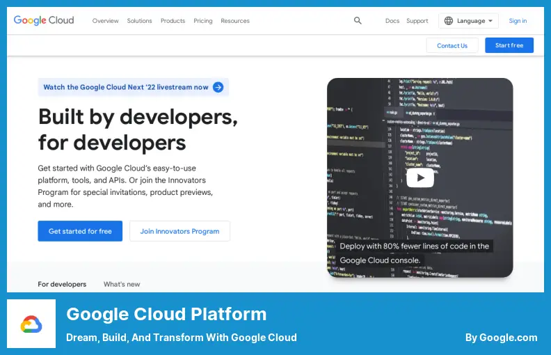 Google Cloud Platform - تمتع بالحلم والبناء والتحول باستخدام Google Cloud