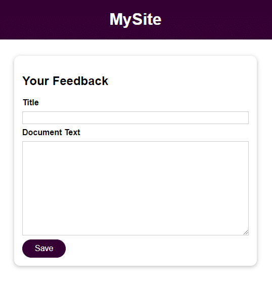 Screenshot: l'interfaccia grafica del modulo di feedback dell'applicazione demo.