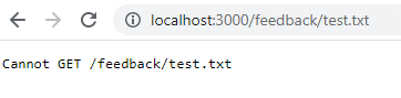 Screenshot: errore di segnalazione del browser durante l'apertura del file test.txt.