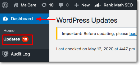 wordpress 更新提醒