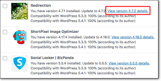 查看 wordpress 更新详细信息