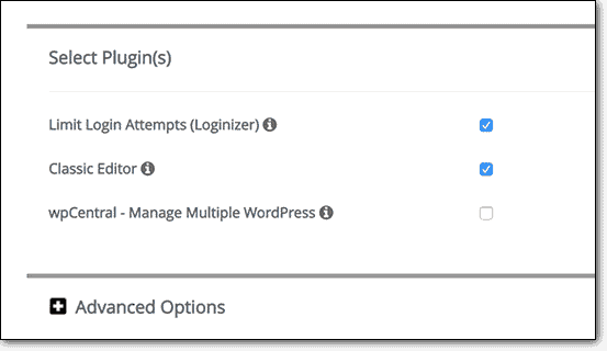 sélectionner les plug-ins