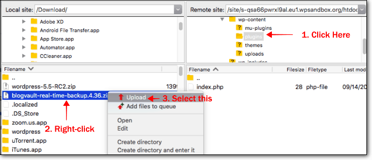 unggah blogvault secara manual