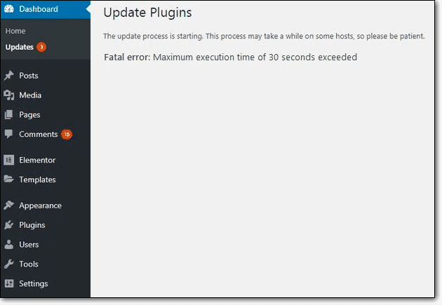 perbarui kesalahan fatal plugin