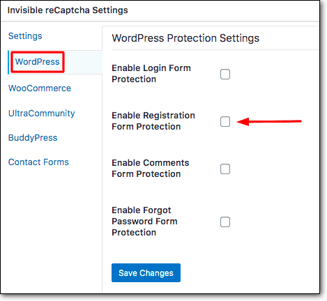impostazioni recaptcha invisibili