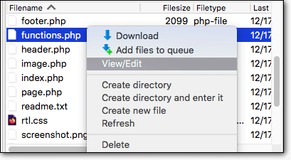 functions.php 文件查看或编辑