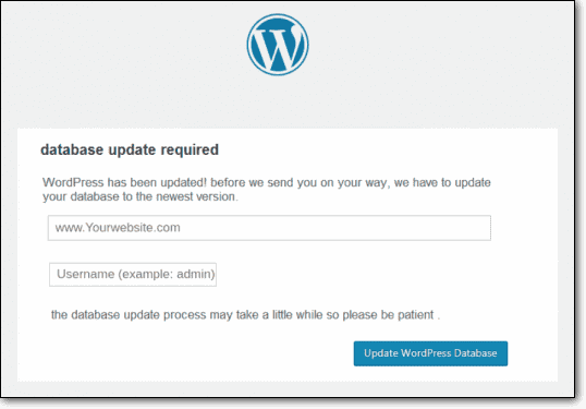 Email di phishing per l'aggiornamento del database WordPress