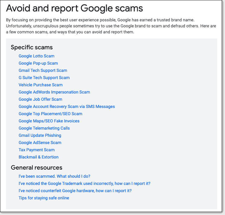 Truffe a marchio Google
