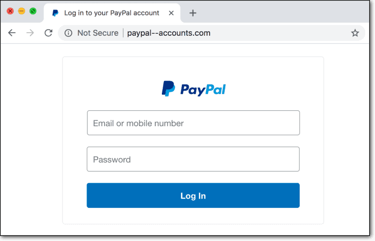 Pagina di phishing Paypal