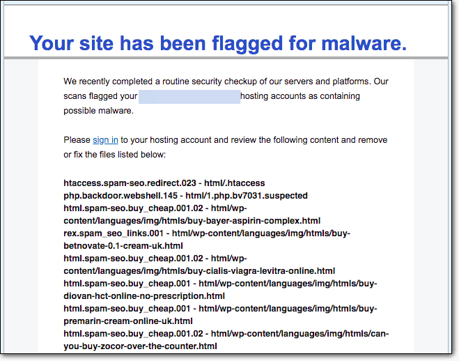 Web 主機電子郵件站點被標記為惡意軟件