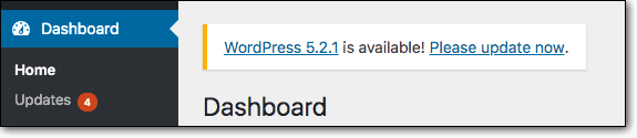 Notifica di aggiornamento di WordPress