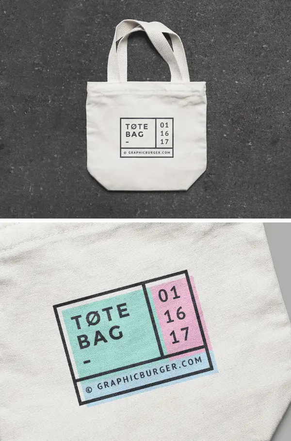 Maquete de bolsa de lona pequena -