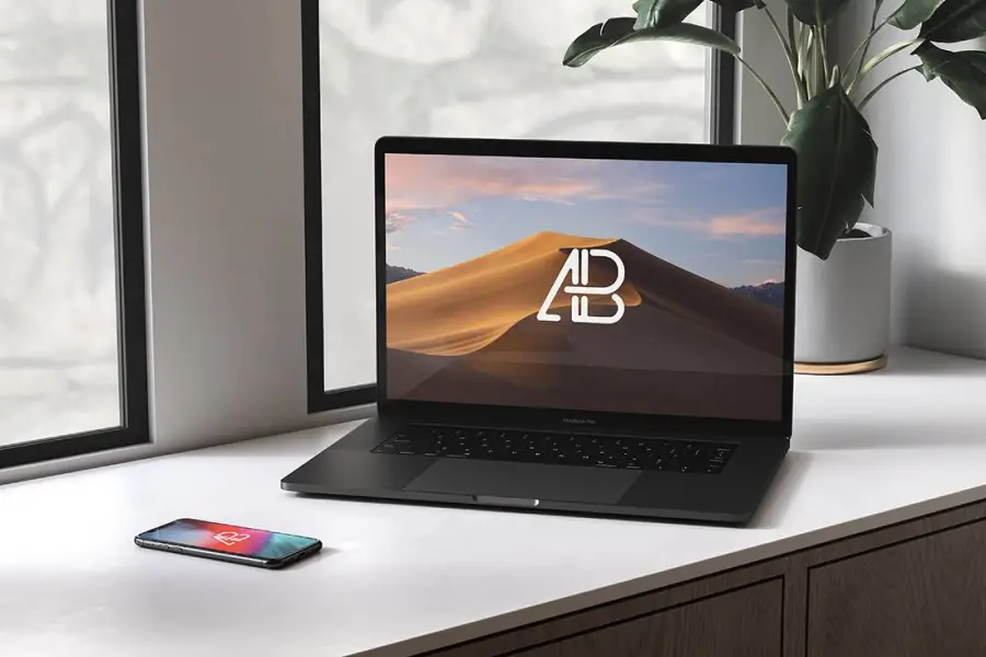 Modern iPhone X และ Macbook Pro Mockup Vol.3 -