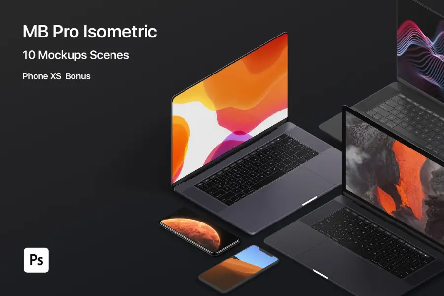 MB Pro 10 Isometric Mockups -