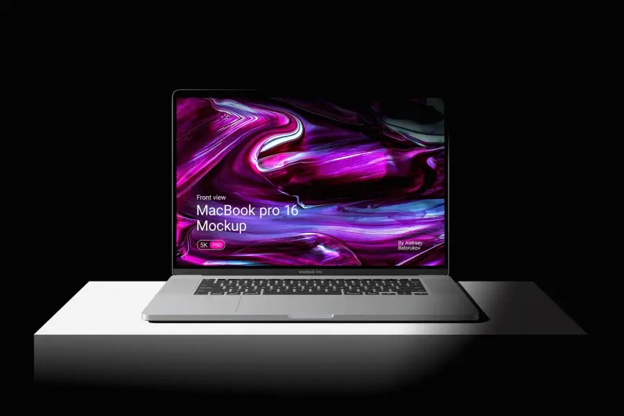 ฟรี Macbook Pro 16 Mockup มุมมองด้านหน้า -