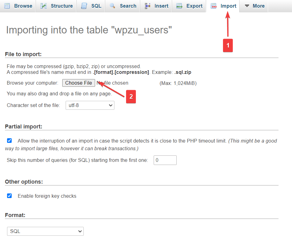 mengimpor database di wordpress phpmyadmin