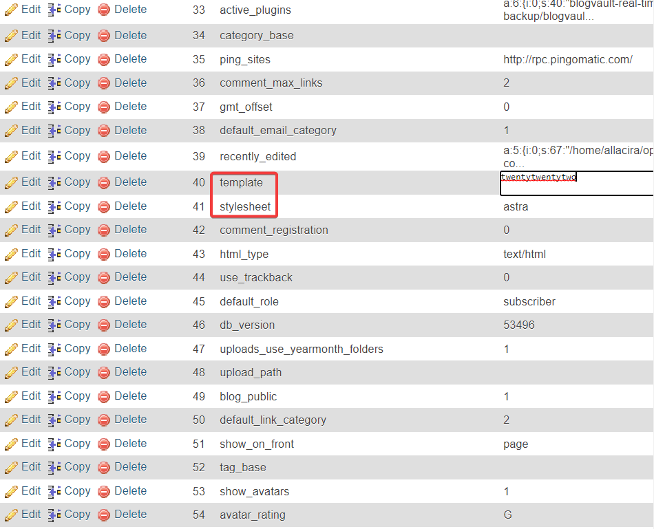 mengubah tema di database phpmyadmin