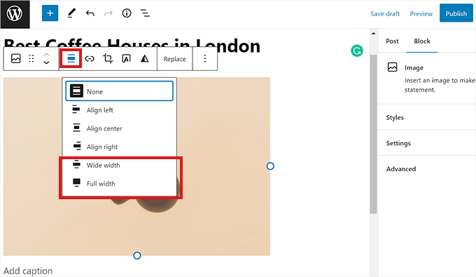 ใช้การตั้งค่าการจัดตำแหน่งเพื่อปรับขนาดรูปภาพ Use alignment settings to resize an image