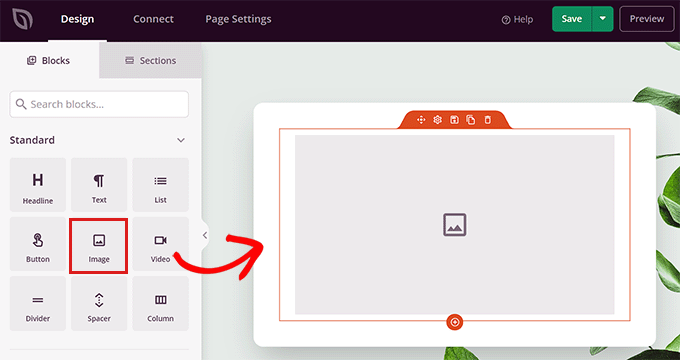 เลือกบล็อกรูปภาพใน SeedProd Choose the image block in the SeedProd