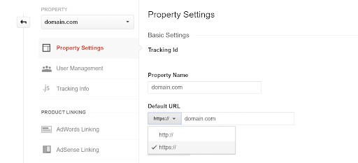 将谷歌分析属性默认 url 更新为 https 版本