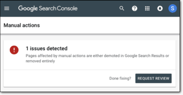 tindakan manual google search console