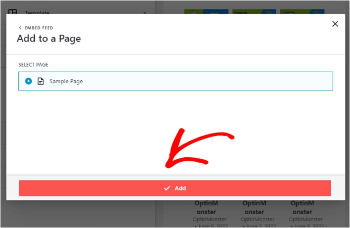 WordPress ページを選択