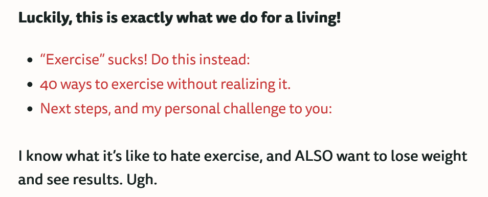 Designbeispiel für Nerdfitness-Hyperlinks