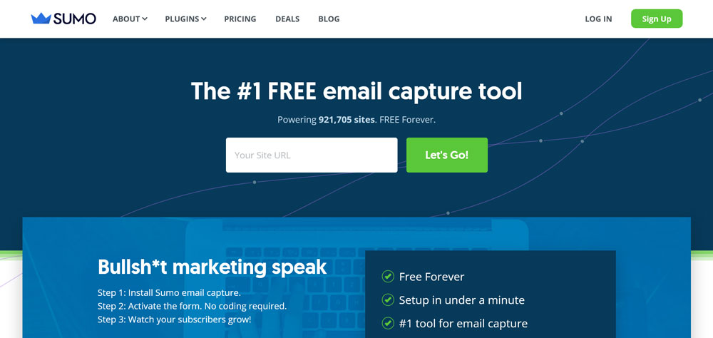 ferramenta de criação de lista de marketing por e-mail sumo