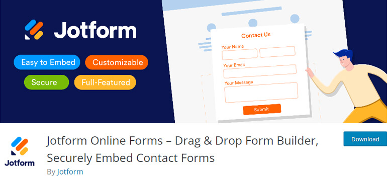 Formulário de inscrição do modelo Jotform WordPress