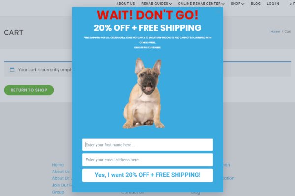 狗退出弹出窗口 SeedProd exit popup with free shipping and discount