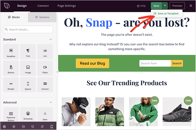 save404pageastemplate SeedProd Save 404 page as a template